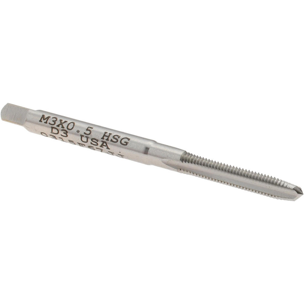 Titan USA TT93017 Straight Flute Tap M3x0.5 Metric Coarse, 3 Flute, Plug Chamfer, 6H Class of Fit, HSS, Bright/Uncoated Finish