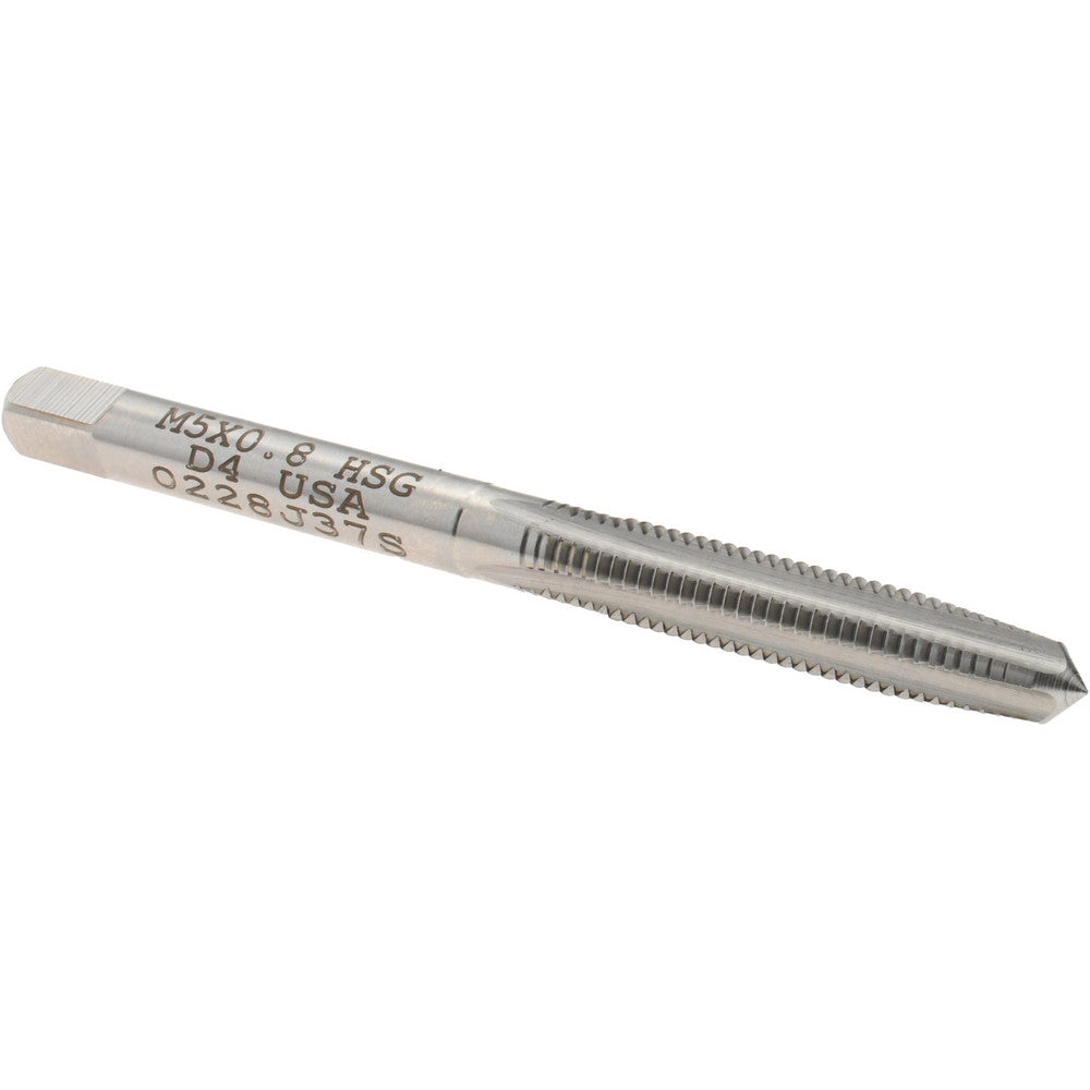 Titan USA TT93028 Straight Flute Tap M5x0.8 Metric Coarse, 4 Flute, Taper Chamfer, 6H Class of Fit, High-Speed Steel, Bright/Uncoated Finish