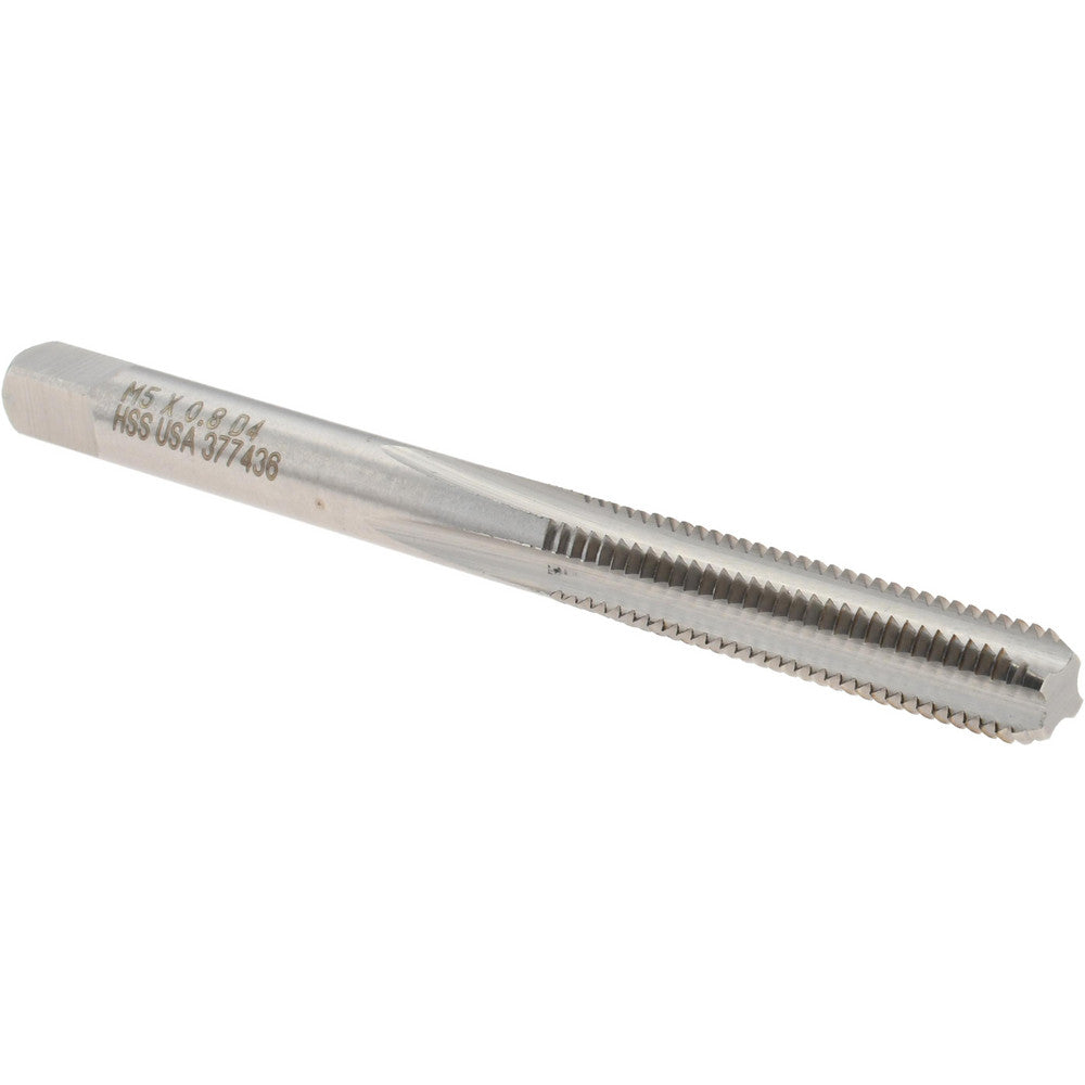 Titan USA TT93030 Straight Flute Tap M5x0.8 Metric Coarse, 4 Flute, Bottoming Chamfer, 6H Class of Fit, High-Speed Steel, Bright/Uncoated Finish