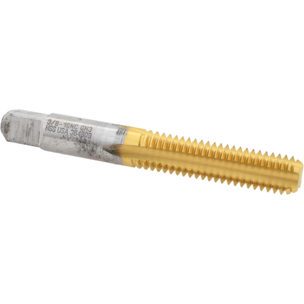 Titan USA TT75471 Straight Flute Tap 3/8-16 UNC, 4 Flute, Bottoming Chamfer, 2B/3B Class of Fit, HSS, TiN Finish