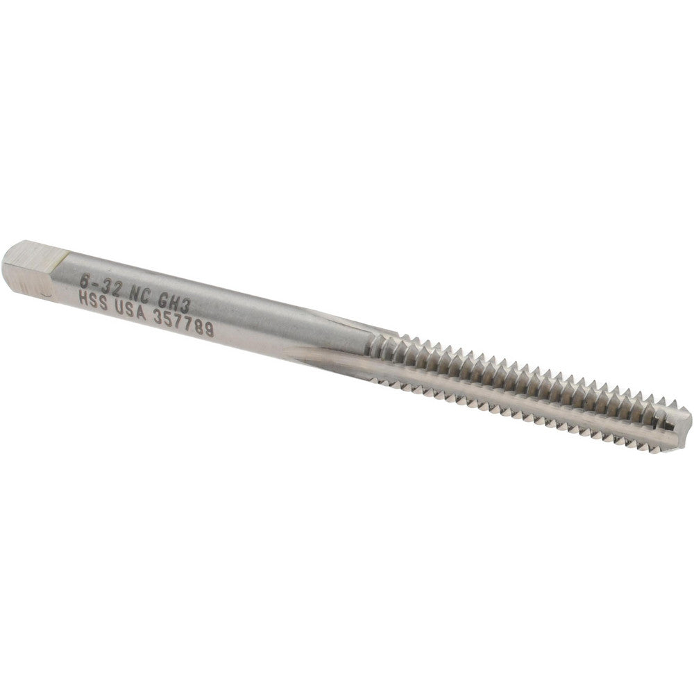 Titan USA TT90134 Straight Flute Tap #6-32 UNC, 3 Flute, Bottoming Chamfer, 2B/3B Class of Fit, HSS, Bright/Uncoated Finish