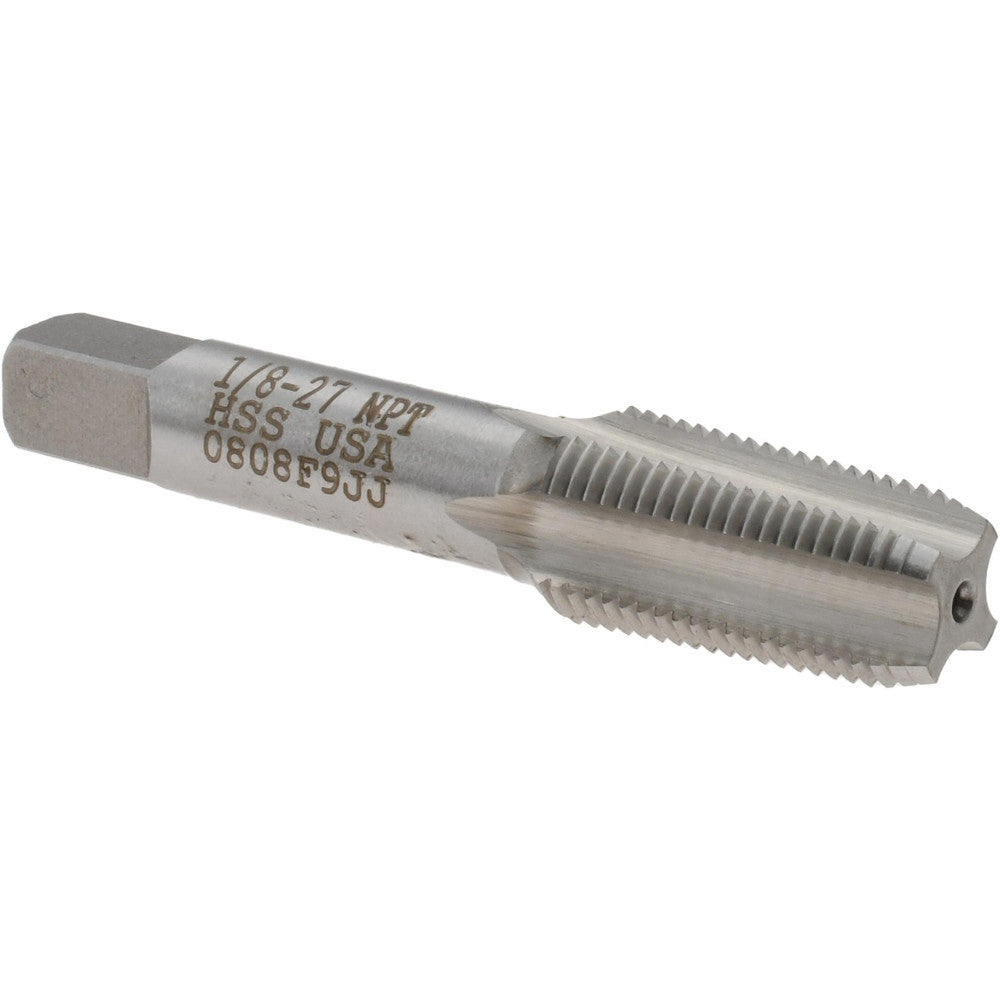 Titan USA TT93401 Standard Pipe Tap 1/8-27, NPT, Taper, 4 Flutes, High Speed Steel, Bright/Uncoated