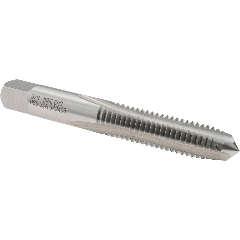 Titan USA TT90419 Straight Flute Tap 3/8-16 UNC, 3 Flute, Plug Chamfer, 2B & 3B Class of Fit, High-Speed Steel, Bright/Uncoated Finish