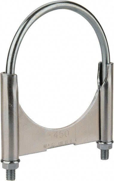 NuLine U450T1 Round U-Bolt Clamping Mount, 3/8-16 UNC, 1-1/2" Thread Length, for 4-1/2" Pipe, 4.67" Inside Width, Steel