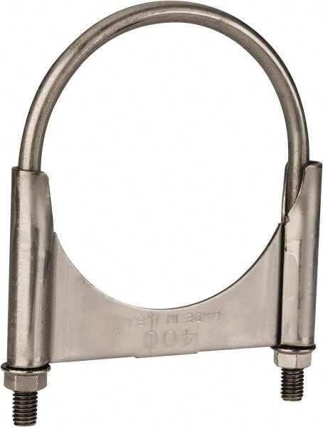 NuLine U400KSS Round U-Bolt Clamping Mount, 3/8-16 UNC, 1-1/2" Thread Length, for 4" Pipe, 4.17" Inside Width, Stainless Steel