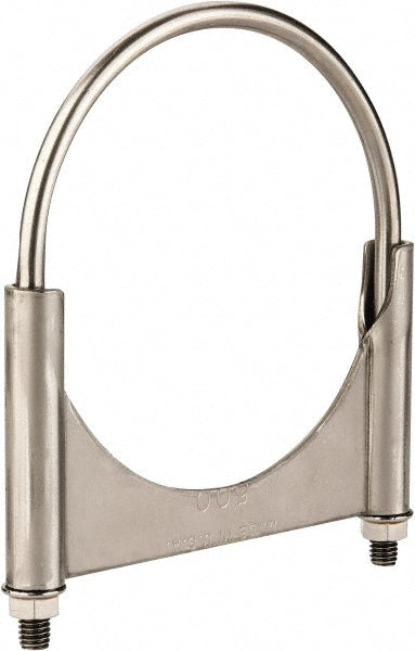 NuLine U500KSS Round U-Bolt Clamping Mount, 3/8-16 UNC, 1-1/2" Thread Length, for 5" Pipe, 5.17" Inside Width, Stainless Steel