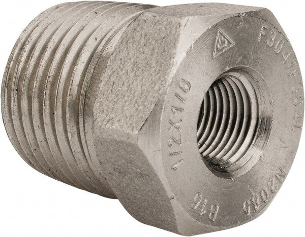 Merit Brass 3414D-0802 Pipe Bushing 1/2 x 1/8", 304 & 304L Stainless Steel