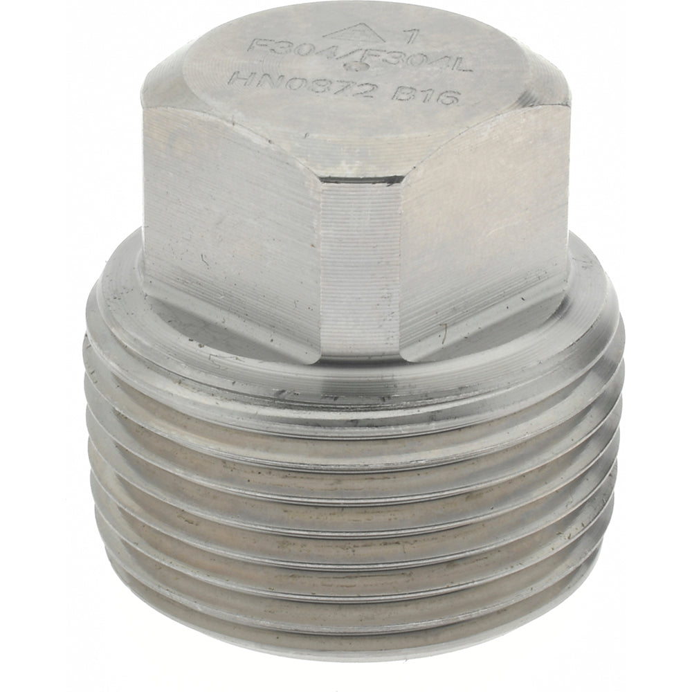 Merit Brass 3417D-16 Pipe Square Head Plug 1", 304 & 304L Stainless Steel