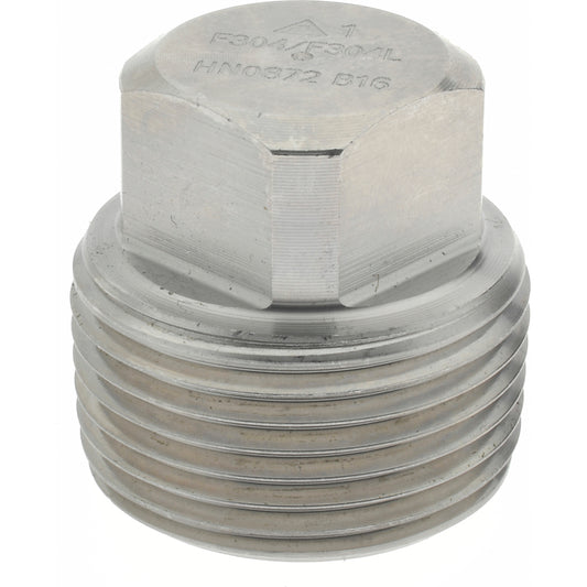 Merit Brass 3417D-16 Pipe Square Head Plug 1", 304 & 304L Stainless Steel