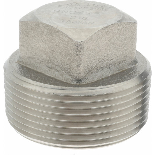Merit Brass 3417D-24 Pipe Square Head Plug 1-1/2", 304 & 304L Stainless Steel