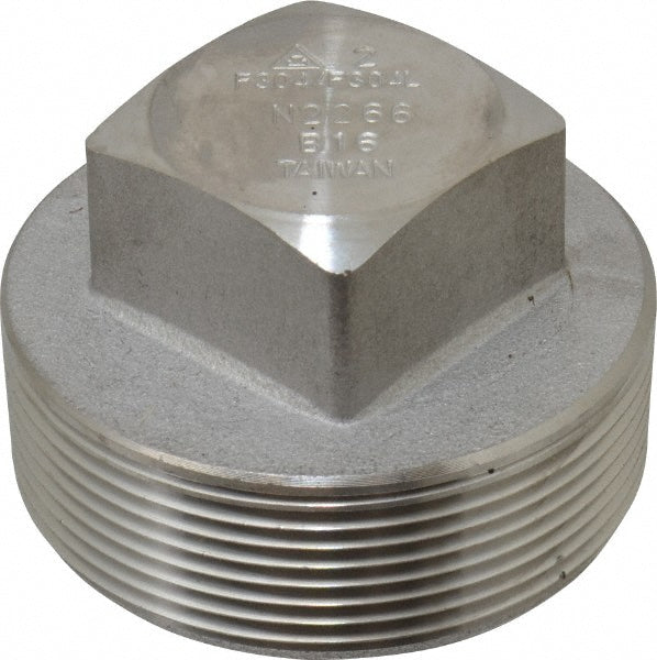 Merit Brass 3417D-32 Pipe Square Head Plug 2", 304 & 304L Stainless Steel