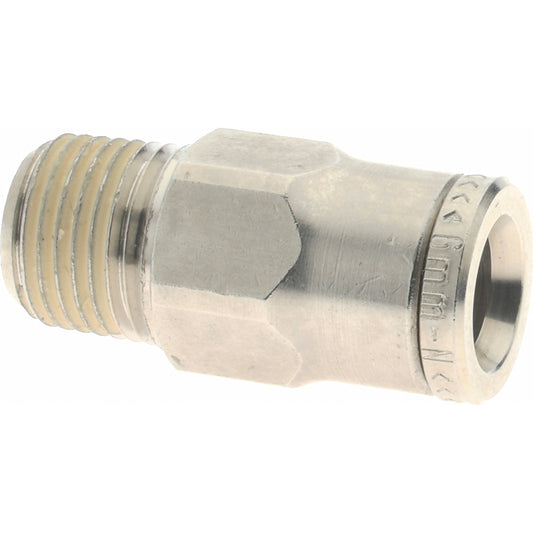 Norgren 101250618 Push-To-Connect Tube to Male & Tube to Male BSPT Tube Fitting Adapter, Straight, 1/8" Thread