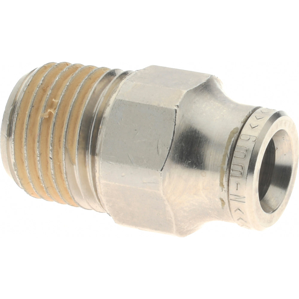 Norgren 101250628 Push-To-Connect Tube to Male & Tube to Male BSPT Tube Fitting Adapter, Straight, 1/4" Thread