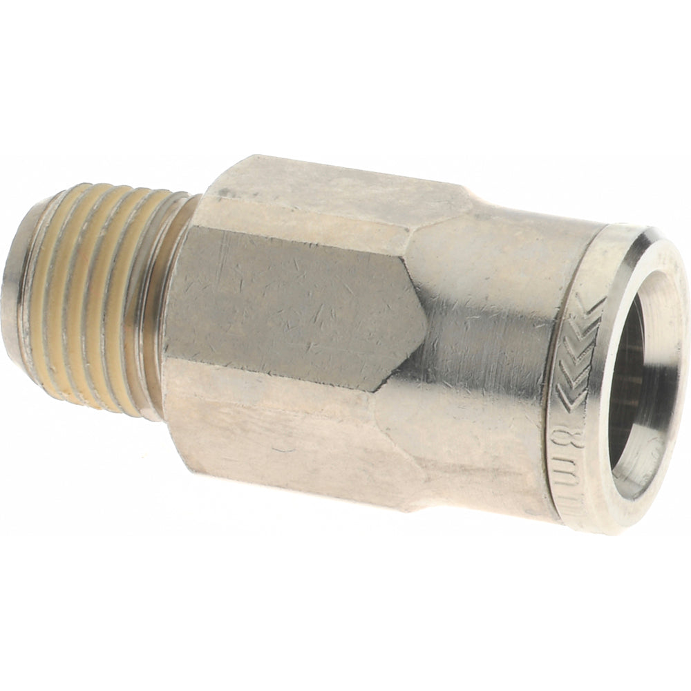 Norgren 101250818 Push-To-Connect Tube to Male & Tube to Male BSPT Tube Fitting Adapter, Straight, 1/8" Thread
