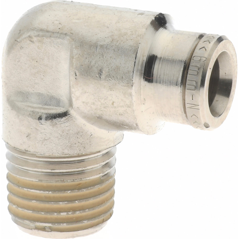 Norgren 101450628 Push-To-Connect Tube to Male & Tube to Male BSPT Tube Fitting Elbow Adapter, 1/4" Thread