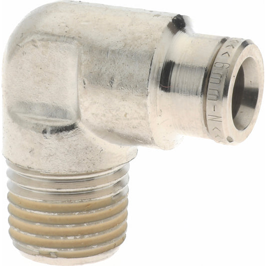 Norgren 101450628 Push-To-Connect Tube to Male & Tube to Male BSPT Tube Fitting Elbow Adapter, 1/4" Thread