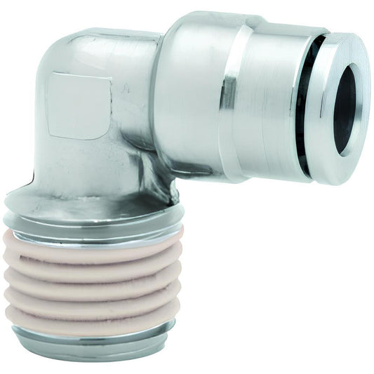 Norgren 101450828 Push-To-Connect Tube to Male & Tube to Male BSPT Tube Fitting Elbow Adapter, 1/4" Thread