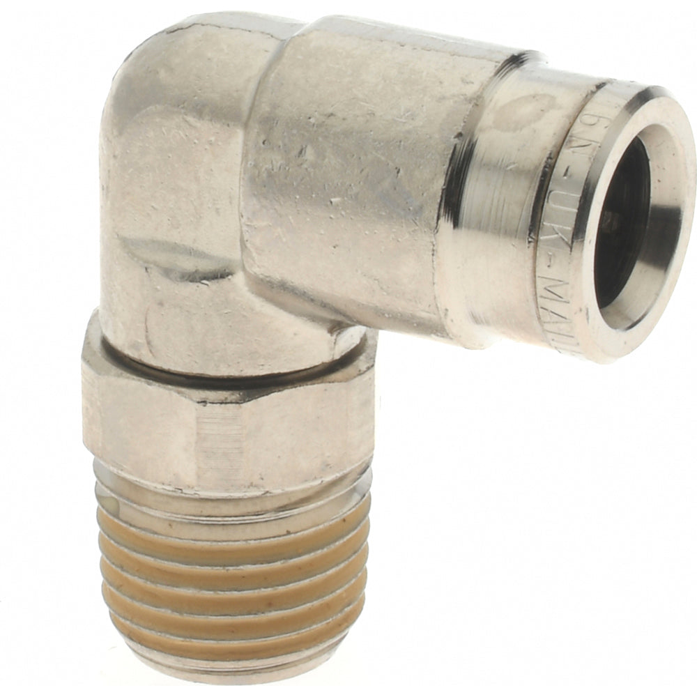 Norgren 101470828 Push-To-Connect Tube to Male & Tube to Male BSPT Tube Fitting 90 &deg Swivel Elbow Adapter, 1/4" Thread