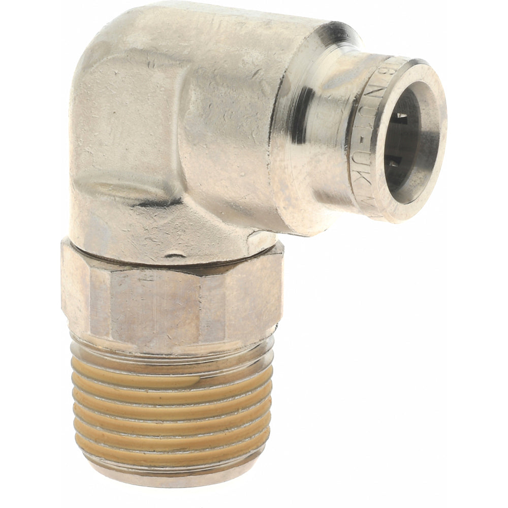 Norgren 101470838 Push-To-Connect Tube to Male & Tube to Male BSPT Tube Fitting 90 &deg Swivel Elbow Adapter, 3/8" Thread