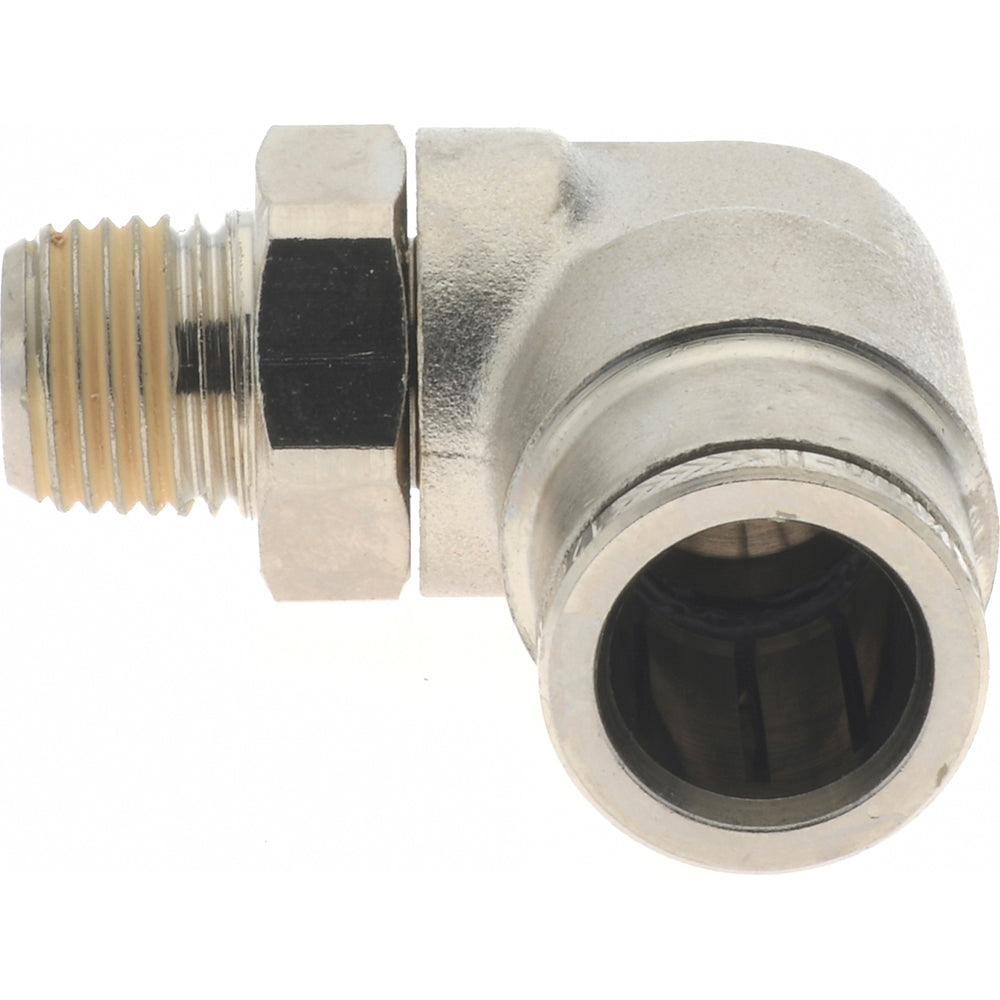 Norgren 101471228 Push-To-Connect Tube to Male & Tube to Male BSPT Tube Fitting 90 &deg Swivel Elbow Adapter, 1/4" Thread