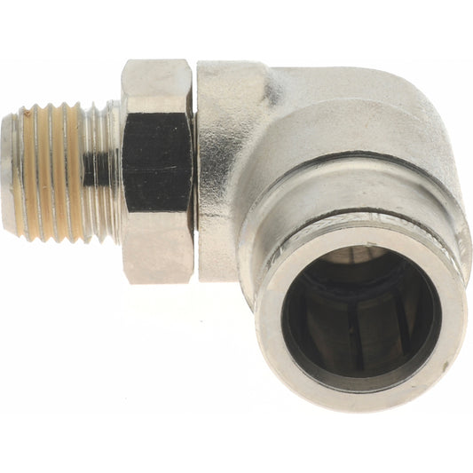 Norgren 101471228 Push-To-Connect Tube to Male & Tube to Male BSPT Tube Fitting 90 &deg Swivel Elbow Adapter, 1/4" Thread