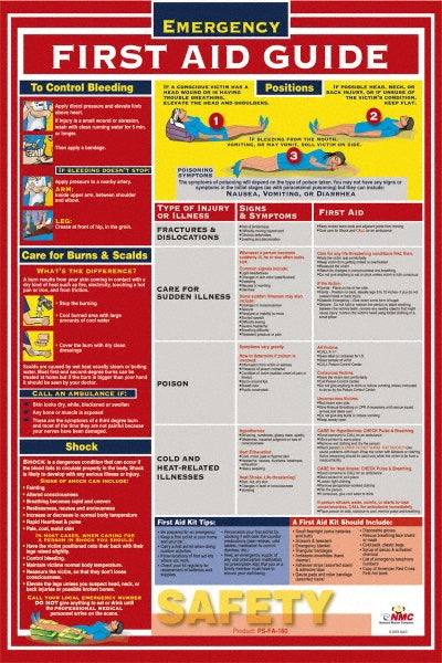 AccuformNMC PST002 18" Wide x 24" High Laminated Paper Emergency First Aid Information Poster