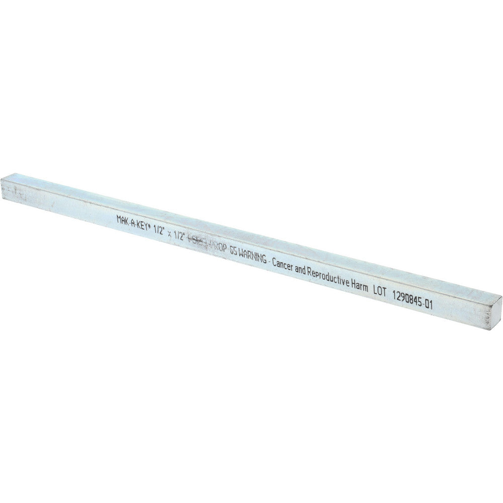 Mak-A-Key 3105000500-12 Undersized Key Stock 1/2" High, 1/2" Wide, 12" Long, Steel, Zinc-Plated
