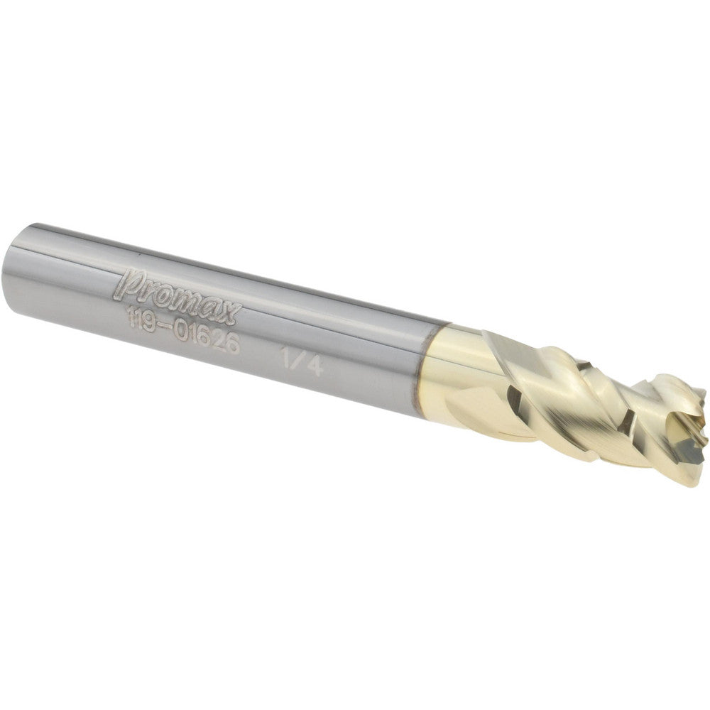 ProMax 119-01626 Roughing & Finishing End Mill 1/4" Dia, 3 Flutes, 0.02" Corner Radius, Corner Radius End, Solid Carbide