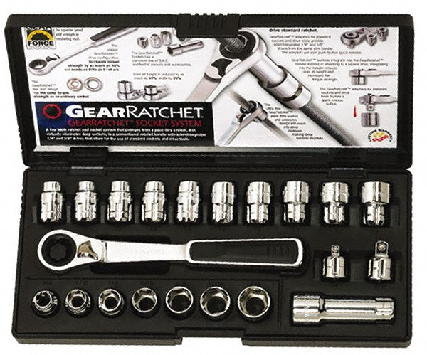 GEARWRENCH 8921 Standard Socket Set 21 Pc, 3/8" Drive, 3/8 to 3/4" Socket