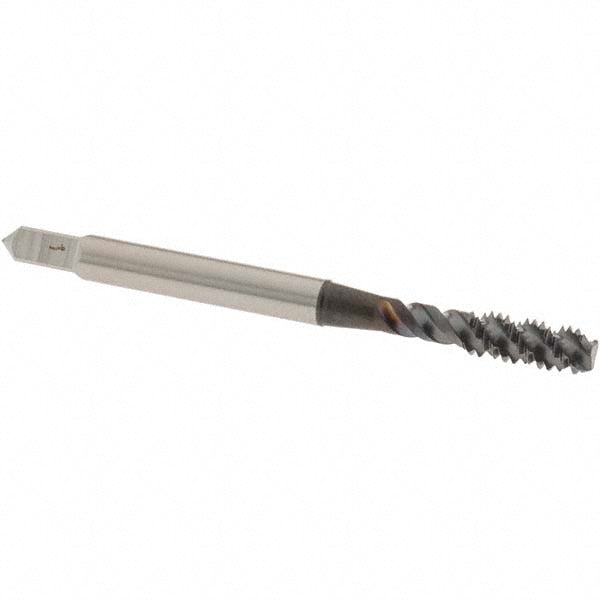 OSG 1412908 Spiral Flute Tap #8-32, UNC, 3 Flute, Bottoming Chamfer, 2B Class of Fit, High-Speed Steel, TiCN Finish