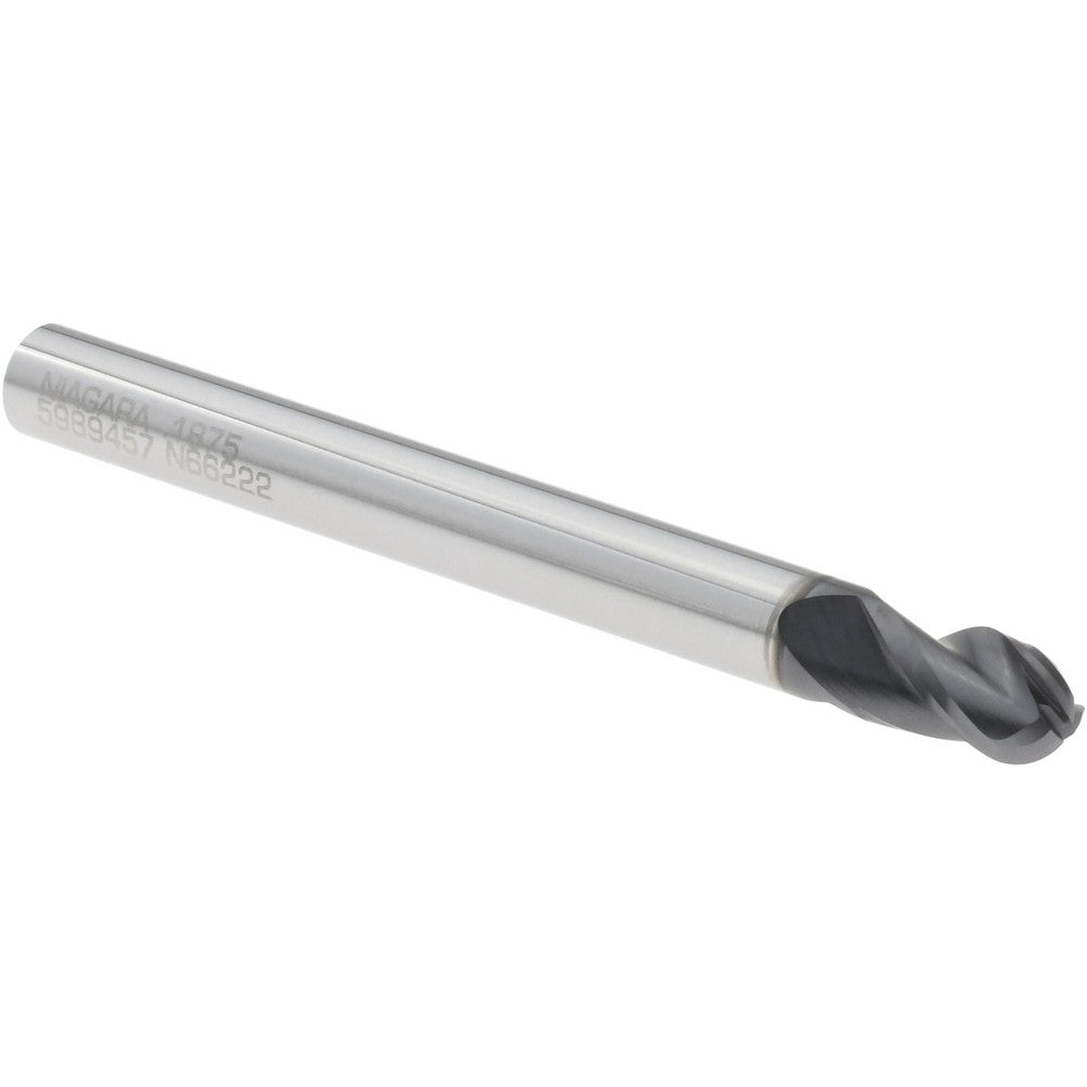Seco 17003784 Ball End Mill 3/16" Dia, 5/16" LOC, 3 Flute, Solid Carbide