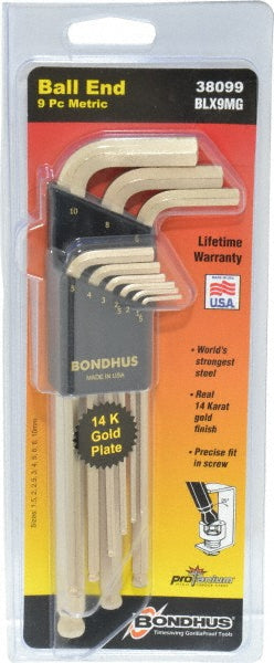 Bondhus 38099 9 Piece L-Key Ball End Hex Key Set