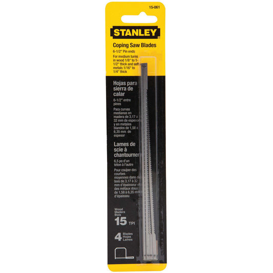 Stanley 15-061 Coping Saw Blade 6-1/2" Blade Length, 7/64" Blade Width, High Carbon Steel