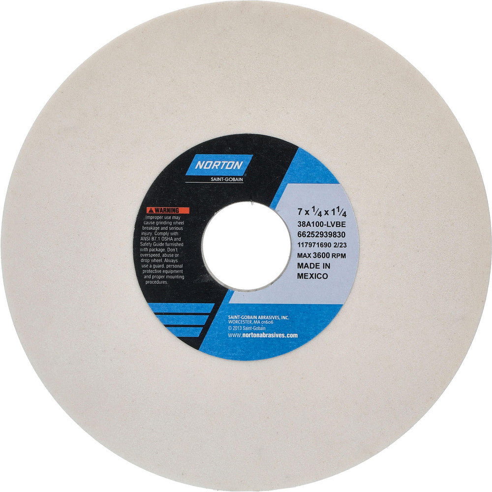 Norton 66252939830 Surface Grinding Wheel 7" Dia, 1/4" Thick, 1-1/4" Hole, 100 Grit, L Hardness