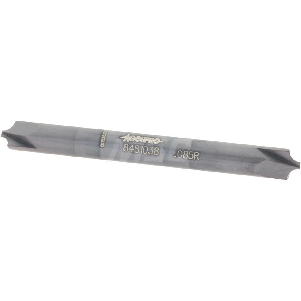 Accupro 08481038 Corner Rounding End Mill 0.08 mm Radius, 1/4" Dia, 2 Flutes, Solid Carbide