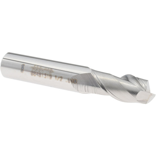 Accupro 08481319 Corner Radius End Mill 1/2" Dia, 1" LOC, 0.0100" Radius, 2 Flute, Solid Carbide