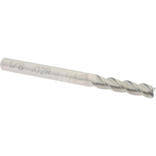 Accupro 08481475 Corner Radius End Mill 1/8" Dia, 1/2" LOC, 0.02" Radius, 3 Flutes, Solid Carbide