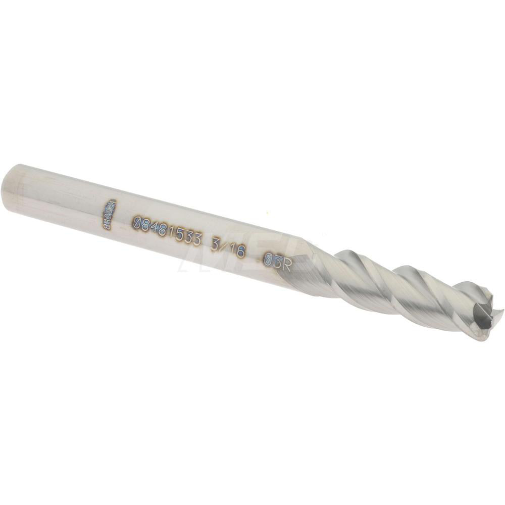 Accupro 08481533 Corner Radius End Mill 3/16" Dia, 5/8" LOC, 0.03" Radius, 3 Flutes, Solid Carbide