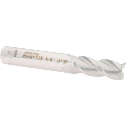 Accupro 08481723 Corner Radius End Mill 3/8" Dia, 7/8" LOC, 0.015" Radius, 3 Flutes, Solid Carbide
