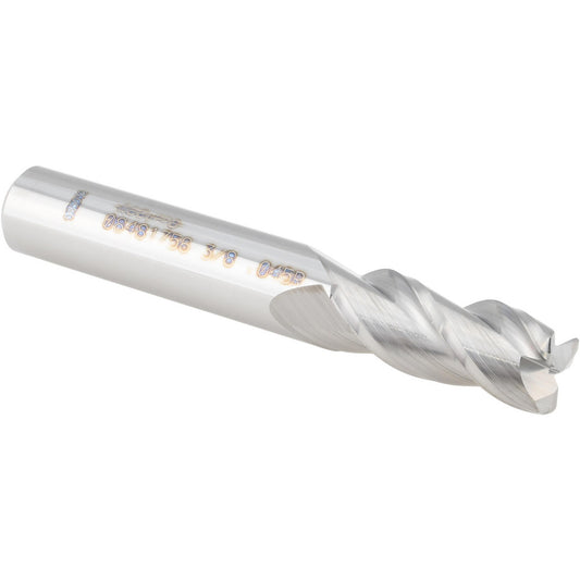Accupro 08481756 Corner Radius End Mill 3/8" Dia, 7/8" LOC, 0.0450" Radius, 3 Flute, Solid Carbide