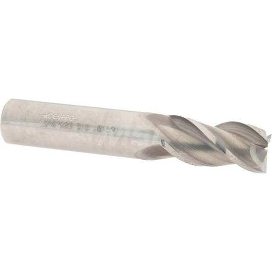 Accupro 08481889 Corner Radius End Mill 5/8" Dia, 1-1/4" LOC, 0.015" Radius, 3 Flutes, Solid Carbide