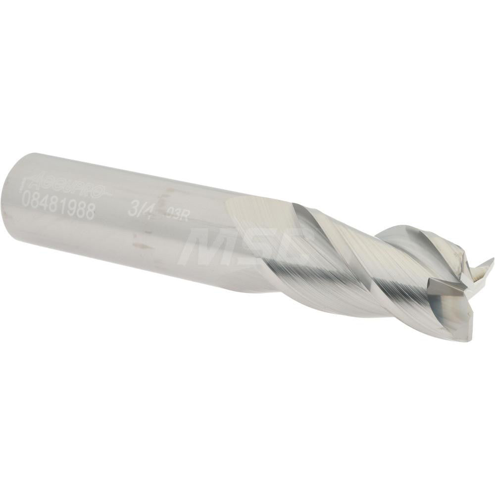 Accupro 08481988 Corner Radius End Mill 3/4" Dia, 1-1/2" LOC, 0.03" Radius, 3 Flutes, Solid Carbide