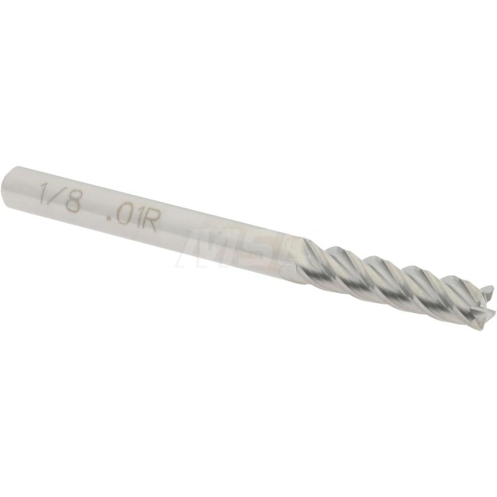Accupro 08482036 Corner Radius End Mill 1/8" Dia, 1/2" LOC, 0.01" Radius, 4 Flutes, Solid Carbide
