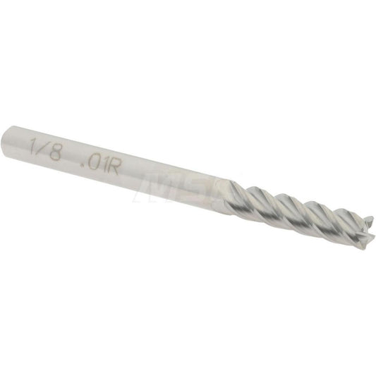 Accupro 08482036 Corner Radius End Mill 1/8" Dia, 1/2" LOC, 0.01" Radius, 4 Flutes, Solid Carbide