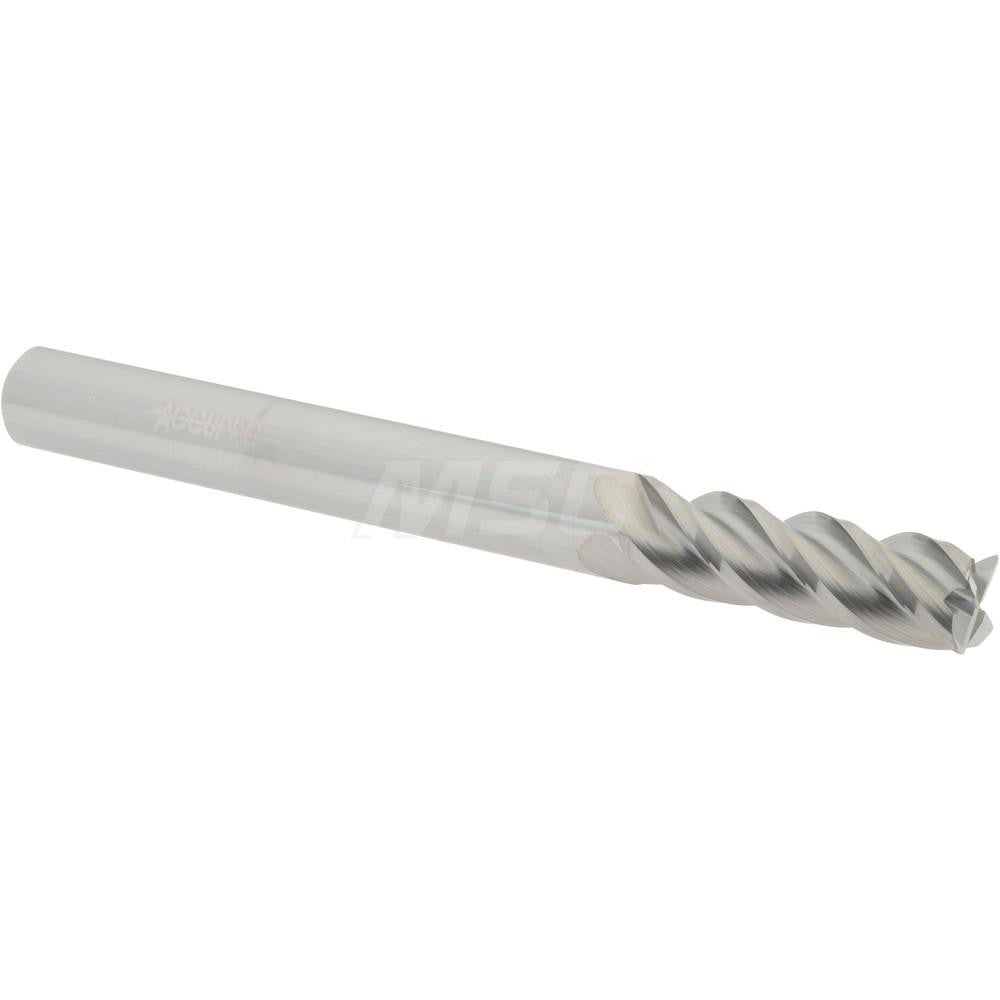 Accupro 08482044 Corner Radius End Mill 1/4" Dia, 3/4" LOC, 0.01" Radius, 4 Flutes, Solid Carbide