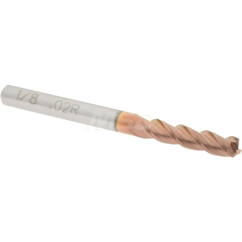 Accupro 08482382 Corner Radius End Mill 1/8" Dia, 1/2" LOC, 0.02" Radius, 3 Flutes, Solid Carbide