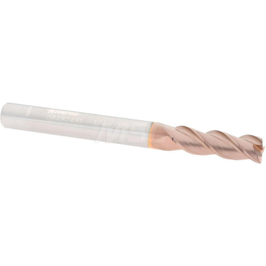 Accupro 08482481 Corner Radius End Mill 1/4" Dia, 3/4" LOC, 0.015" Radius, 3 Flutes, Solid Carbide