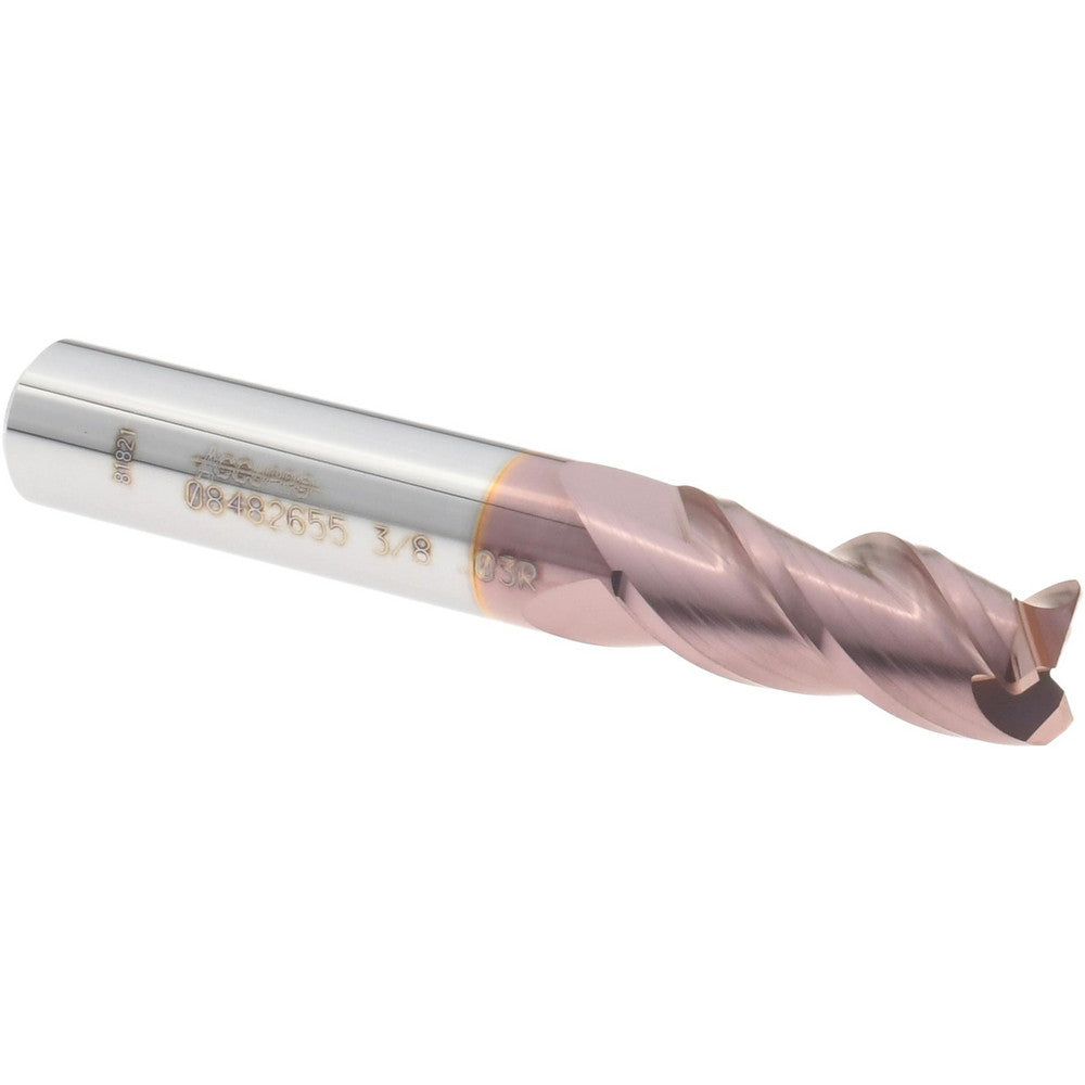Accupro 08482655 Corner Radius End Mill 3/8" Dia, 7/8" LOC, 0.0300" Radius, 3 Flute, Solid Carbide