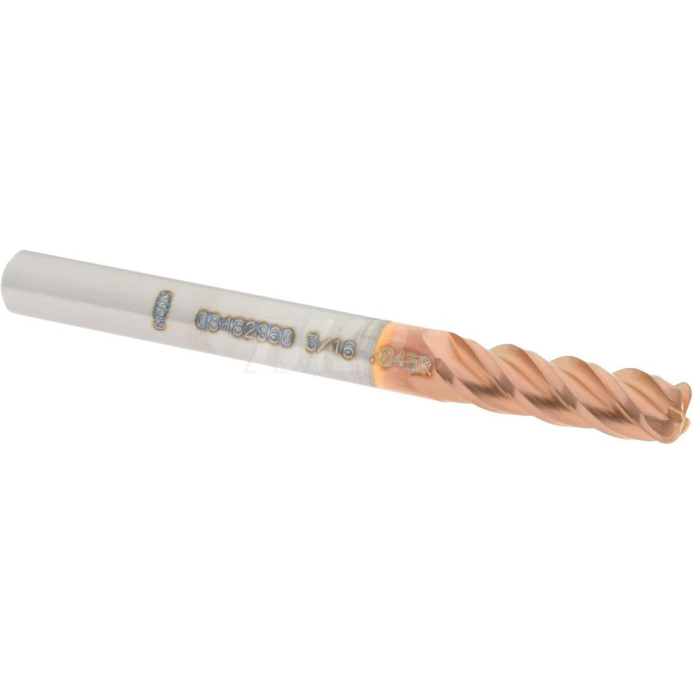 Accupro 08482960 Corner Radius End Mill 3/16" Dia, 5/8" LOC, 0.045" Radius, 4 Flutes, Solid Carbide