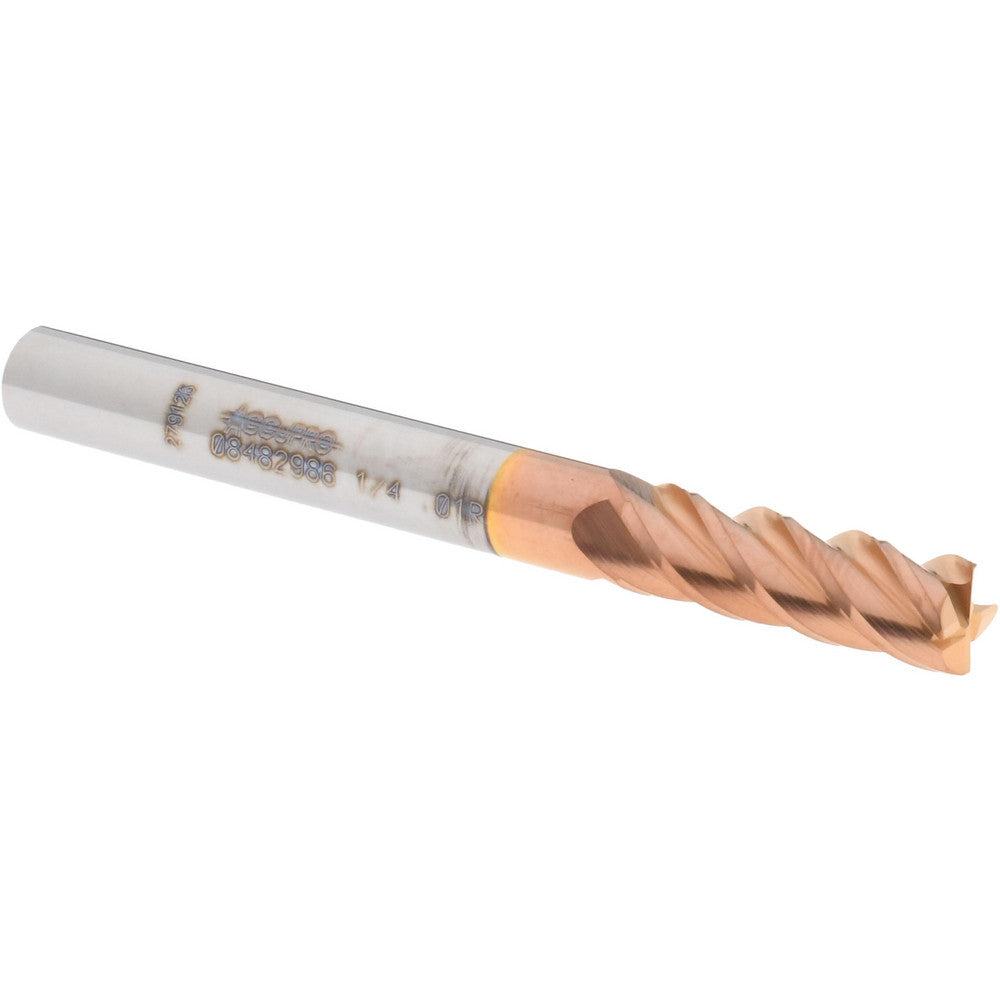 Accupro 08482986 Corner Radius End Mill 1/4" Dia, 3/4" LOC, 0.01" Radius, 4 Flutes, Solid Carbide